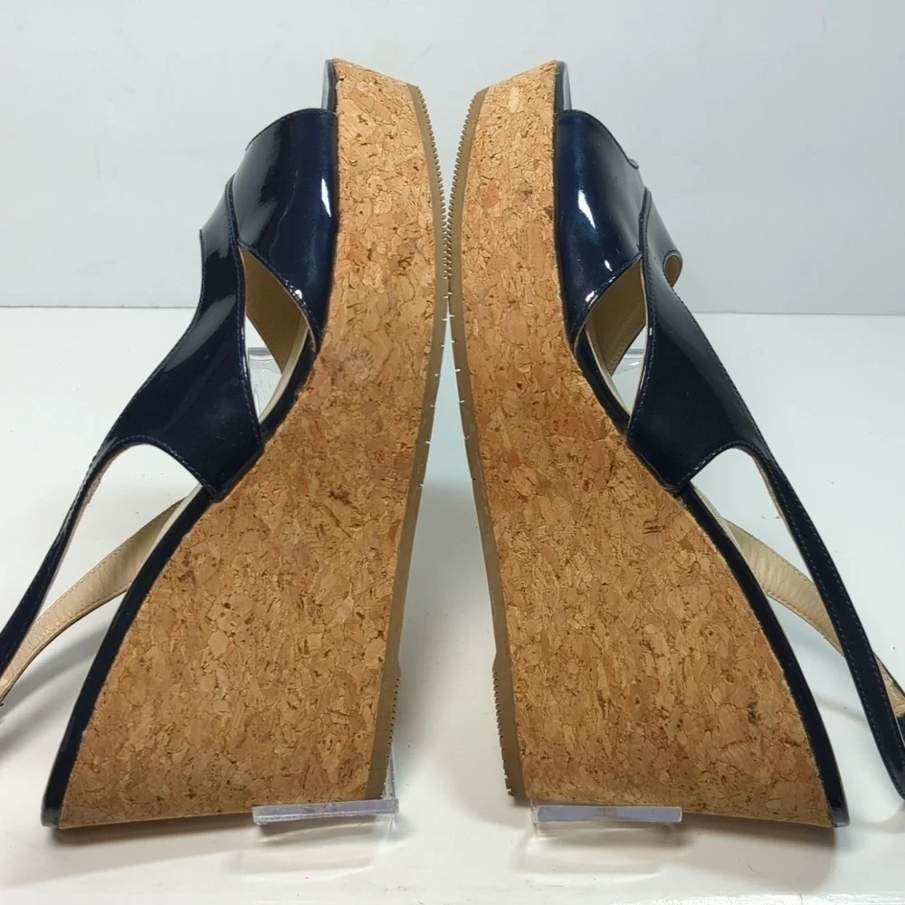 L.K. Bennett Adelia swingback cork wedge platform shoes women size 9.5 EU 40